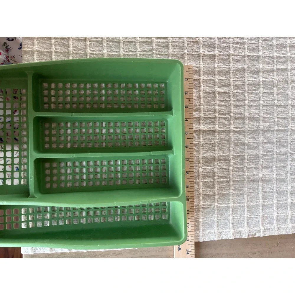 Vintage Deka Plastics Avocado Green Silverware Drawer Organizer Tray No 196 USA
